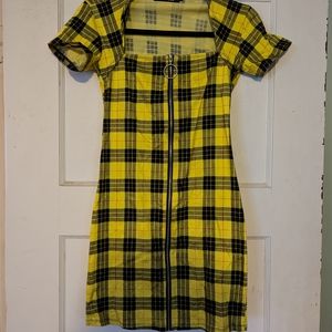 Yellow Plaid Women's Dress